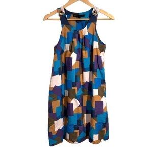 Marc Jacobs dress geoometric print with gold detailing small‎